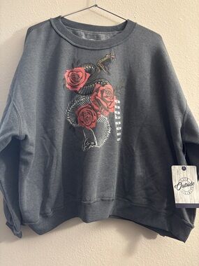 Sweater with Rose & Snake Graphic